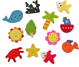 Buy Kuhu Creations Supreme Fridge Magnet Wooden Stickers In Vivid Color Cute And Beautiful. (vivid Color Thin Shapes 12 Pcs) online