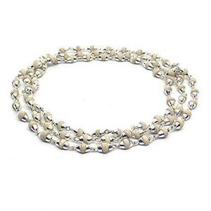 Buy Odishabazaar White Tulsi Beads Mala In Silver Self Design Caps online