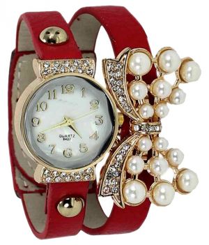 Buy Fap Analog Butterfly Design Red Colour Womens Ladies Girls Watch online