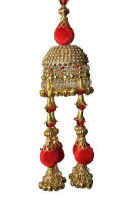 Buy Parecido Designer Traditional Wedding Kaleere set in Golden and Red color for Women online