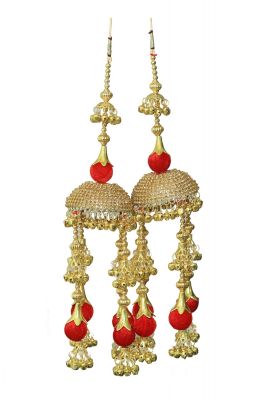 Buy Parecido Designer Traditional Wedding Kaleere Set In Golden And Red Color For Women online
