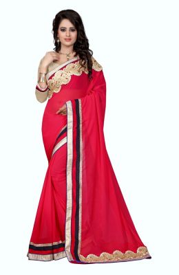 Buy Sargam Fashion Embroidered Red Georgette Traditional Casual Wear Saree. - Srssfdespatch online