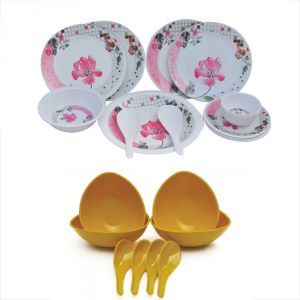 Czar Melamine 16 Pcs Dinner Set With 4 Soup Bowl Set -yellow