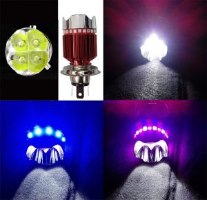 Buy H4 LED Headlight With Multi Color Flashing Ring For Bike/ Scooty - White. online