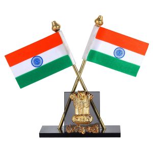Autoright Indian Flag With Satyamev Jayate Symbol For Car Dashboard &amp; Official Purpose