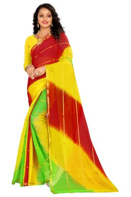 Buy Mahadev Enterprise Chiffon Multicolor Saree With Blouse Piece (dc213c) online