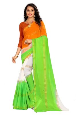 Buy Mahadev Enterprise Chiffon Multicolor Saree With Blouse Piece (dc213 Tiranga) online