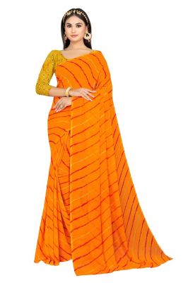 Buy Mahadev Enterprise Georgette Printed Saree With Running Blouse Piece (dc267yellow) online