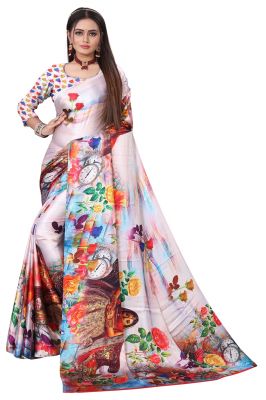 Buy Mahadev Enterprise Digital Print Crepe Saree With Running Blouse Piece (dc254d) online