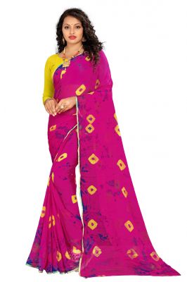Buy Mahadev Enterprise Chiffon Pink Saree With Blouse Piece (dc211 Pink) online