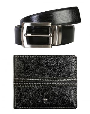 Buy Jl Collections 6 Card Slots Navy Blue Men's Leather Wallet & Belt (pack Of 2) online