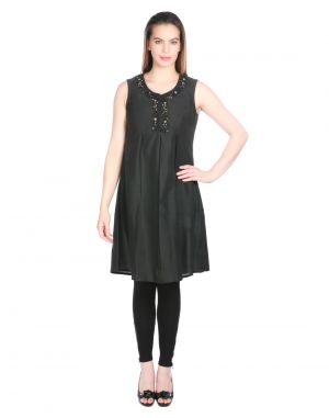 Buy Opus Partywear Silk Solid Black Women's Kurti (code - Iw_k_005_bk) online