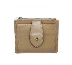 Buy JL Collections Beige Genuine Leather Multiple Card Slots Card Holder with Zipper Coin Pocket online