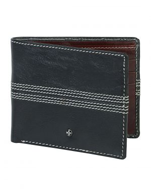 Buy Jl Collections 6 Card Slots Men's Blue And Brown Leather Wallet online