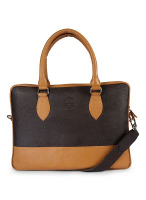 Buy Jl Collections Beige And Brown Leather Executive Messenger Bag For Unisex online