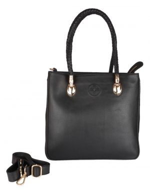 Buy Jl Collections Women's Leather Black Shoulder Bag online