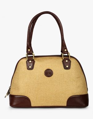 Buy JL Collections Women's Leather & Jute Beige and Brown Shoulder Bag Beige and Brown online