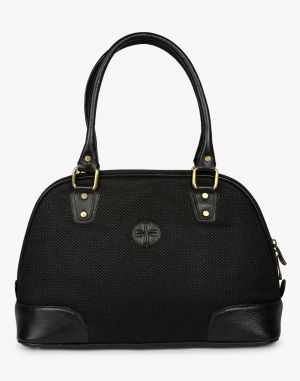 Buy JL Collections Women's Leather & Jute Black Shoulder Bag Black online