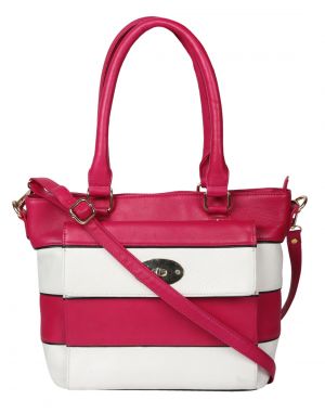 Buy Jl Collections Women's Leather Pink & White Shoulder Bag online