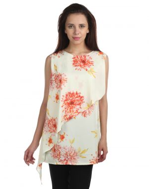 Buy Opus American Crepe Sleeveless Floral Print Yellow Women'S Top online