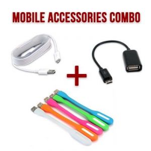 Buy Combo Of USB Otg Cable, 1.5 Meter Micro USB Charging Cable And LED Portable Light online