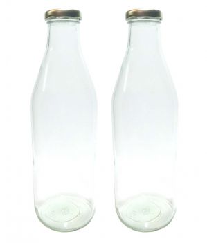 Buy Favola Premium Milk, Water, Oil And Juice Glass Bottle With Airtight, Rust Proof Golden Cap (pack Of 2 Bottles) online