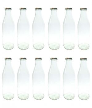 Buy Favola Premium Milk, Water, Oil And Juice Glass Bottle With Airtight, Rust Proof Golden Cap (pack Of 12 Bottles) online