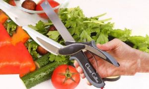 Buy Easy Chops And Slices Vegetables Fruits Cutter Scissor Clever Cutter 2 In 1 Chopper online