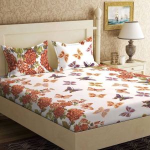 Buy Pure Cotton Double Bedsheet & 2 Pillow Covers from Panipat - Ethnic motifs online