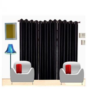 Buy Curtain 3 Piece Door Curtain, 7ft, Black online