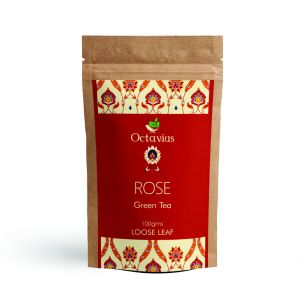 Buy Octavius Rose Loose Leaf Green Tea-stress Relieving & Relaxing| Wellness Rose Tea | Flower | Decaffeinated-100 Gms online