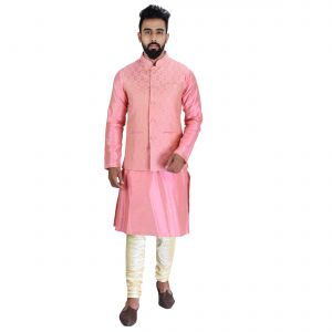Buy Men Kurta, Ethnic Jacket And Pyjama Set Cotton Silk ( Code - Ethset017) online