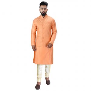 Buy Men Kurta, Ethnic Jacket And Pyjama Set Cotton Silk ( Code - Ethset020) online