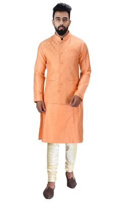 Buy Men Kurta, Ethnic Jacket And Pyjama Set Cotton Silk ( Code - Ethset0020) online