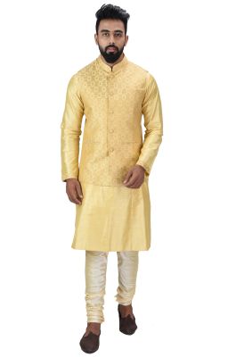 Buy Men Kurta, Ethnic Jacket And Pyjama Set Cotton Silk ( Code - Ethset023) online