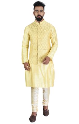 Buy Men Kurta, Ethnic Jacket And Pyjama Set Cotton Silk ( Code - Ethset0022) online