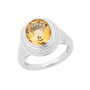 Buy Citrine 6.25 Carat Stone Silver Ring Lab Certified & Natural Stone Ring For Unisex (code- Cey0004) online
