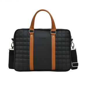 Buy Aquador Laptop Cum Messenger Bag With Black And Tan Faux Vegan Leather(ab-s-1466-tanblack) online