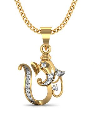 Buy Avsar Real Gold and Cubic Zirconia Stone Nandini Pendant online
