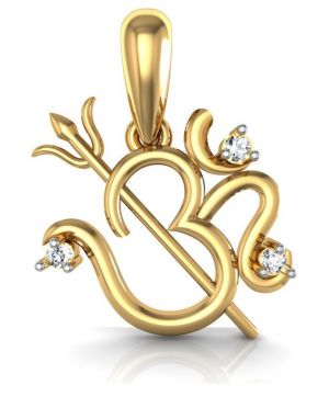 Buy Avsar Real Gold And Diamond Om Shape Pendant Avp017 online