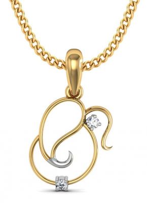 Buy Avsar Real Gold and Cubic Zirconia Stone Ganesh Shape Pendant online