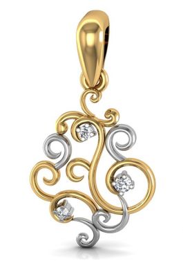 Buy Avsar Real Gold and Diamonds Ganesh Shape Pendant online