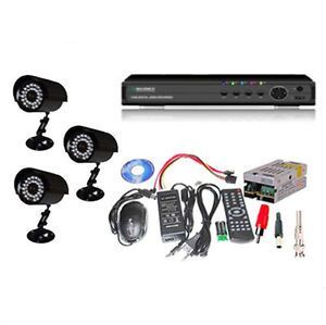 Buy Set Of 3 IR Bullet 850 Tvl Cctv Cameras & 4 Ch Dvr With All Required Connec online