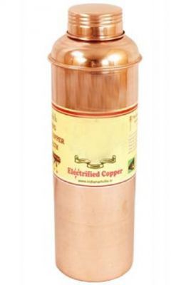 Buy Pure Copper Hammered Bisleri Design 800 Ml Bottle - Storage Water Drinkware Benefit Yoga Ayurveda online