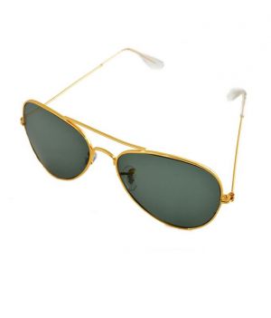 Buy Lime Grey Aviator Look Sunglasses With Golden Frame online