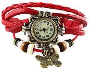 Buy Red New Retro Vintage Pendant Fashion Leather Bracelet Women Watch online