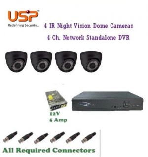 Buy (usp) Set Of 4 Night Vision Cctv Dome Camera With 4 Ch. Channel Network Dvr online