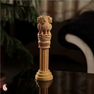 Emblem Of India Carved On Wood