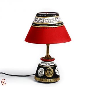 Black, Gold And Red Terracotta Base Table Lamp