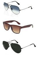 Buy Set Of 3 Sunglasses Blue Aviators, Brown Wayfarers, Black Aviatorss online